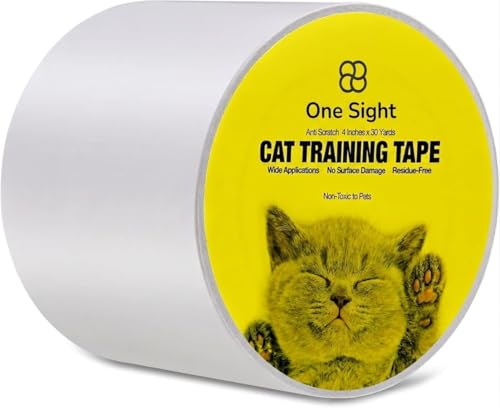 Double Sided Cat Tape for Furniture 4" X 30 Yards – PVC Couch, Carpet and Door Protection with Easy Peel Arrow Marker, Wide Clear Sticky Adhesive Cat Scratch Furniture Protector – Easy to Install