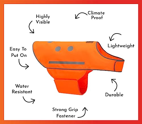 SPOT THE DOG! Reflective Dog Vest - High Visibility Safety Dog Accessories, Fluorescent Dog Apparel for Walking, Hiking & Camping, Hunting (Blaze Orange, XL) - size: X-Large