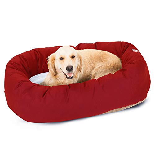 40 inch Red & Sherpa Bagel Dog Bed By Majestic Pet Products - color: Red