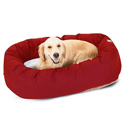40 inch Red & Sherpa Bagel Dog Bed By Majestic Pet Products - color: Red