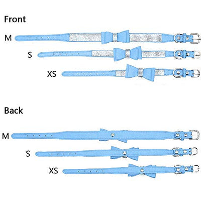Rhinestone Dog Collar, Cute Dazzling Sparkling Soft Suede Leather Adjustable Pet Dog Cat Collar Crystal Diamond for Puppy Small Medium Large Dogs (XS:21-27 cm, Blue-1) - color: Blue-1, size: XS:21 - 27 cm
