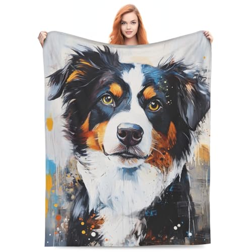 Australian Shepherd Blanket Gifts for Women Men Adults Dog Lovers, Animal Plush Fleece Throw Blankets, Cozy Soft Warm Bedding Decor for Sofa Living Room Travel 50"x60" - color: Australian Shepherd, size: 50"x60"
