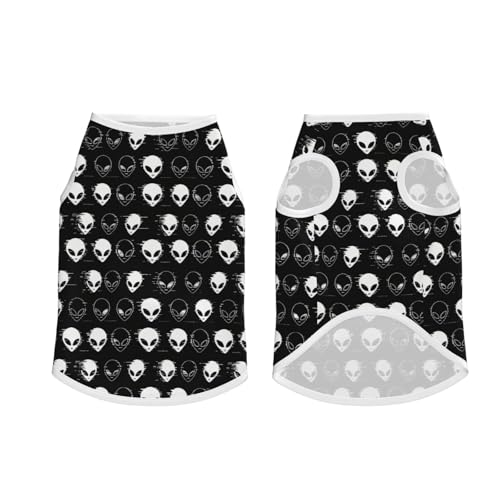 SWEET TANG Dog T-Shirt with UPF 50+ Sun Protection, Trippy Aliens Black and White Lightweight Breathable Quick Dry for Medium Large Dogs, 3X-Large - color: Pattern (191), size: 3X-Large