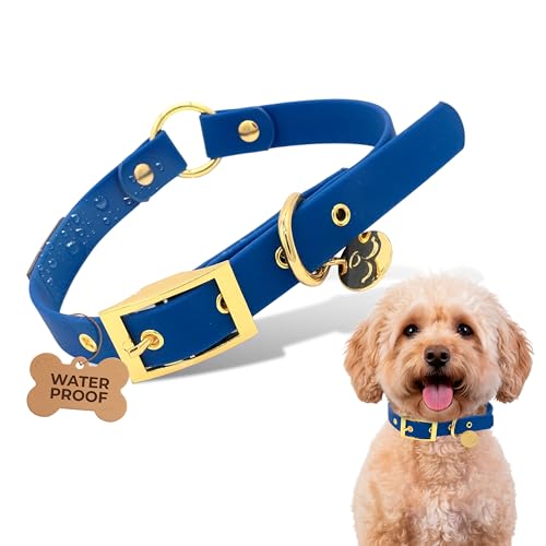 Waterproof Dog Collar for Active Dogs – Durable, Odor-Resistant, Easy to Clean Adjustable Collar for Small Medium Large Breeds – Comfortable Everyday Collar by Mila’s Paws (Deep Ocean Blue, S) - color: Deep Ocean Blue, size: S