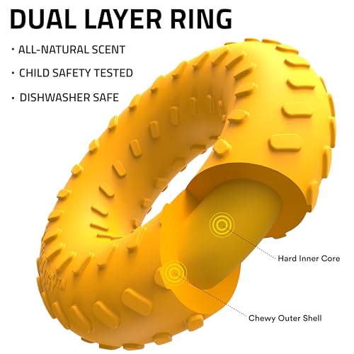Playology Dog Toys | Dual Layer Ring Durable Dog Toy for Tough Chewers | Cheddar Cheese Scented Jumbo Chew Toy for Large Dogs - size: Jumbo, style: Cheddar Cheese