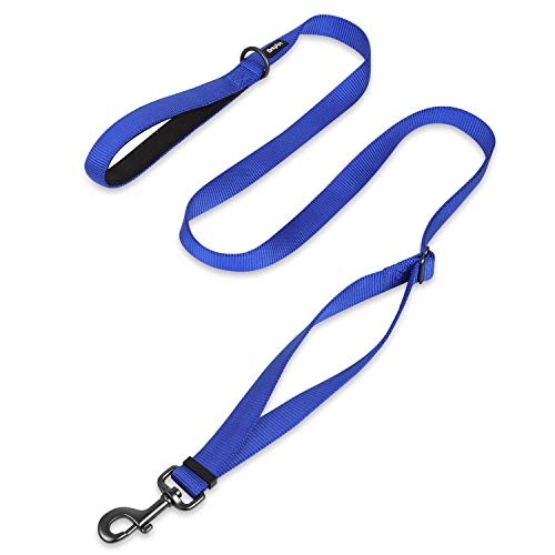 Pets Premium Upgraded Adjustable Between 4 Feet and 6 Feet Leash with Sturdy Nylon and Super Soft Neoprene Lined Handle for Small Medium Large Dogs Lead - color: Blue, size: Large Adjustable 6 Feet