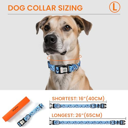 Reflective Dog Collar, Personalized Dog Collars with QR Code Buckle, Soft Nylon Pet Collar Adjustable for Large Dogs, Camo Blue L - color: Camo Blue, size: Large
