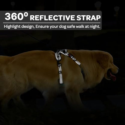 Plaid Dog Harness for Medium Dogs, Reflective No Pull Adjustable Pet Vest with Front Clip, Leash, Easy Control Handle and Seat Belt, Beige&White, M - color: Black & White, size: Medium
