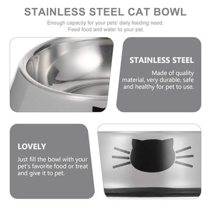 BESPORTBLE Thickened Stainless Steel Pet Bowl Set with Dual Food and Water Bowls Anti-Skid Base Gray Cat and Dog Feeding Dish for Indoor Use