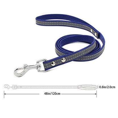 Custom Personalized Reflective Cat Dog Collar and Leash Set with Engraved Name Plate Blue Puppy Kitty Dog Cat Collar and 4 FT Leash Set for Small Medium Large Girl Boy Dogs Cats - color: Blue, size: XL (15.0-18.1in)
