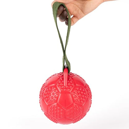 Fuzzl Eco Rubber Chuck & Treat Soccer Ball - Red - Long Lasting Dog Chew Toys for Aggressive Chewers Strong Dog Toy for Dogs Durable Puppy Toys 13cm - style: Football Red