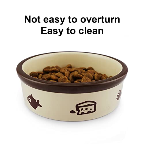 TTCAT Ceramic Cat Food Bowl,Cute Cartoon Pattern,Basic Bowl, Small Pet Feeding Dishes for Cat, Kitten, Small Dog, Dishwasher Safe… - color: Round bowl