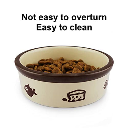 TTCAT Ceramic Cat Food Bowl,Cute Cartoon Pattern,Basic Bowl, Small Pet Feeding Dishes for Cat, Kitten, Small Dog, Dishwasher Safe… - color: Round bowl