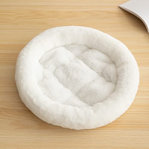 SHENGOCASE 14" Fluffy Faux Fur Cat Tree Tower Replacement Bed Cushion Pillow with Hook Tapes, Round Donut Cuddler Cat Dog Bed for Desk Table - color: White, size: 14"