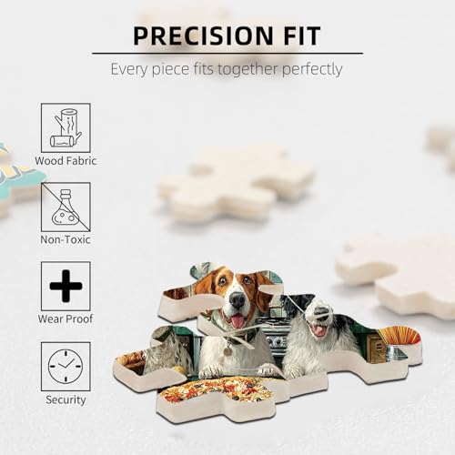 1000 Pieces Jigsaw Puzzles for Adults, Dog Chefs Pizza Kitchen Art Puzzle, Stress Relief Concentration Training Brain Teaser Puzzle 29.5x19.7 Inch - color: Wooden Puzzle5, size: 1000 Piece pcs