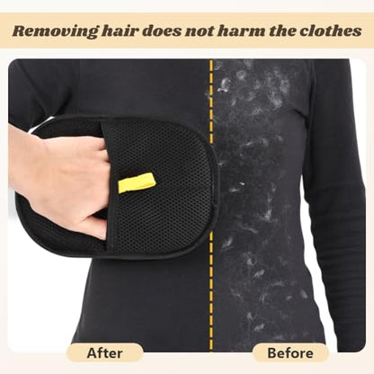 Kakalote 2pcs Pet Grooming Gloves, Pet Hair Remover Tool Cat & Dog Grooming Gloves for Shedding, Washing, Deshedding(Black)