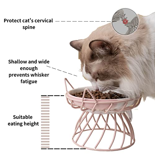 Elevated Cat Bowls with Non-Slip Metal Stand - Raised Food and Water Bowls, Fits Cats & Small Dogs - Dishwasher Safe - color: Yellow
