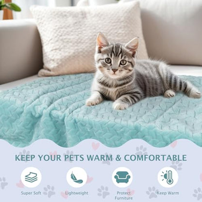 6 Pack Small Dog Blanket, Super Soft Warm Pet Cover Blankets, Wheat Ears Print Puppy Fleece Flannel Blanket for Small Medium Dogs and Cats MW003 - color: Green Wheat Ears, size: 6 Pack of 23.6x15.7 Inches