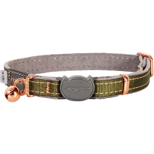 Rogz Urban Cat Safety Collar Small/Medium - Olive Twist - color: Olive Twist