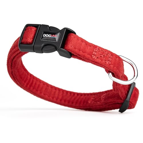 Dogline 5/8 x 11 to 17" Comfort Microfiber Soft Padded Pet Puppy Dog Collar, Small/Medium, Red - color: Red, size: Small/Medium