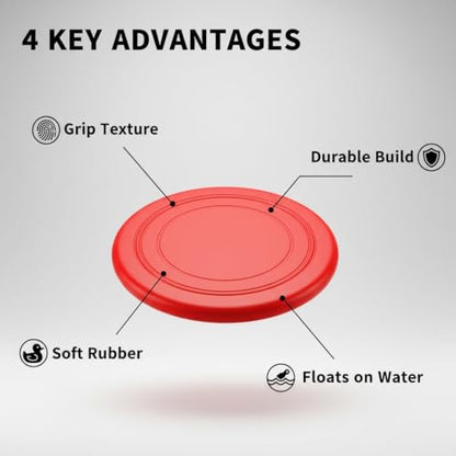 Dog Flying Disc, 4 Pack Dog Flyer Toys, Soft Rubber Interactive Lightweight Flying Disc Dog Toy for Small Large Dogs - Floats in Water & Safe on Teeth, 7 inch