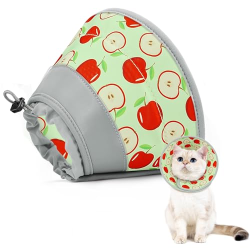 Cat Cone Collar Soft to Stop Licking, Adjustable, Foldable Lightweight Kitten Cones After Surgery Recovery for Cats & Kittens, Cat Cone Alternative, Easy Eating (Apple Red, M) - color: AppleRed, size: M