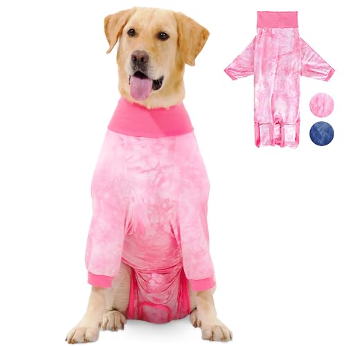 Lukovee Recovery Suit for Dogs - Soft Onesie Dog Surgery Suit for Female Male Dogs, Breathable Surgical Recovery Suit Prevent Licking Spay Recovery Suit Dog E-Collar & Cone Alternative(M,Pink) - color: Pink, size: Medium