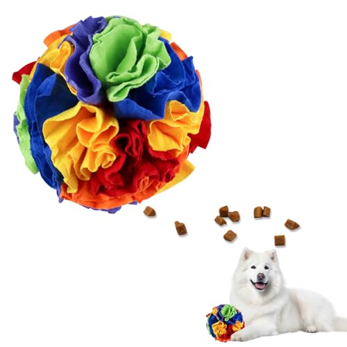 Andiker 5.9" Snuffle Ball for Dogs, Plush Colorful Interactive Snuffle Ball Hide Treat Dog Puzzle Toy for Relieving Boredom and Training Machine Washable Dog Balls for Small Dogs (Colorful, L) - color: Colorful, size: L