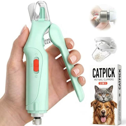 CATPICK 2-in-1 Cat Nail Clippers & Dog Nail Clippers Trimmers for Large Medium Small Dogs Cats Claw Trimmer Quick Sensor and Safety Guard USB Rechargeable with 2 LED Lights Dogs Nail Trimmer - color: Green 6th Generation
