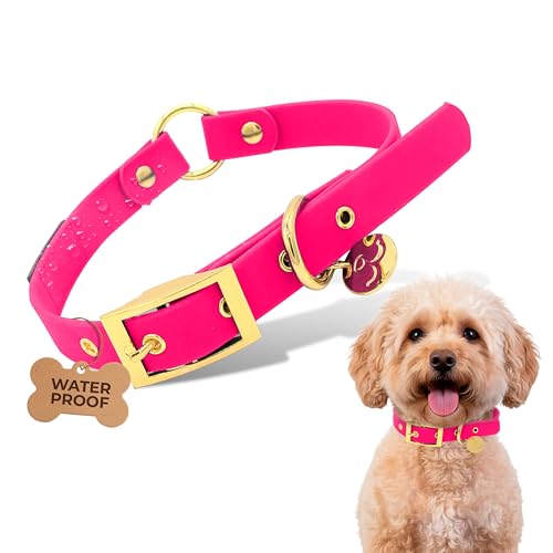 Waterproof Dog Collar for Active Dogs – Durable, Odor-Resistant, Easy to Clean Adjustable Collar for Small Medium Large Breeds – Comfortable Everyday Collar by Mila’s Paws (Bubblegum Pink, S) - color: Bubblegum Pink, size: S