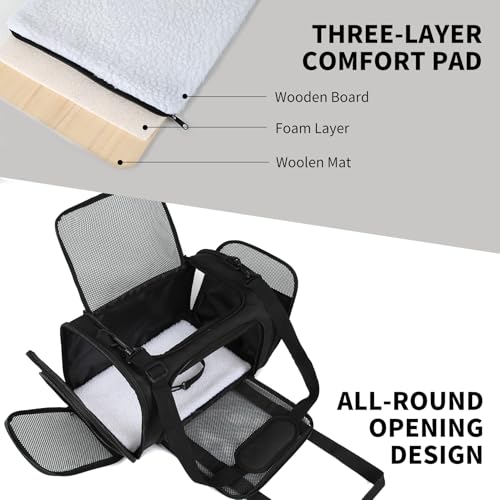Carriers Soft-Sided Pet Carrier for Cats Dogs Under 15 lbs,TSA Airline Approved with 4 Ventilated Windows(Medium,Black) - color: black, size: 17.0"L x 11.0"W x 11.0"H