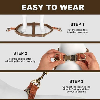 Didog Step in Dog Harness with Metal Buckles, Freedom Nylon Dog Halter Vests for Small Dogs Easy Walking Training(S:Chest 13-22", Brown) - color: Brown, size: S: Chest 14-22", Fit 7-18 lbs