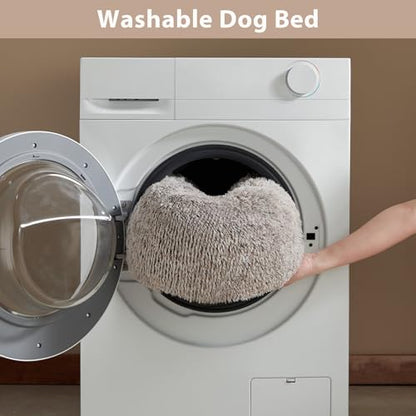 WNPETHOME Calming Dog Bed Cat Bed Donut, Faux Fur Pet Bed Self-Warming Donut Cuddler, Comfortable Round Plush Dog Beds (27 x 27 Inch, Light Coffee) - color: Light coffee, size: 27"L x 27"W x 10"Th