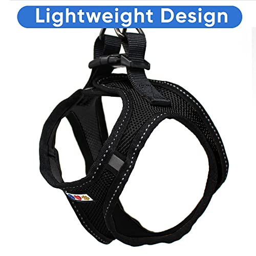 Pawtitas Dog Vest Harness Made with Breathable Air Mesh | All Weather Vest Harness for Extra Small Puppies and Large Cats with Quick-Release Buckle - Extra Small Black Mesh Dog Harness - color: Black, size: X-Small (Pack of 1)