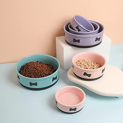 Sweejar Ceramic Dog Bowls with Bone Pattern, Dog Food Dish for Medium Dogs, Porcelain Pet Bowl for Water 35 Fl Oz (Turquoise) - color: Turquoise, style: Bone Pattern,6.8"x 2.9"(35 Fl Oz)