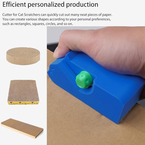 Cardboard Cutter for Cat Scratchers with 10pcs Blade,3D Printed Card Board Cutter Kids DIY Cat Scratchers Cardboard Strip Tool Machine for Cat Lovers (Blue) - color: Blue