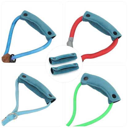 2PCS Dog Leash Grip Handle Sleeve - Leash Wrap - Soft Velvet & Polyester Mesh Ensure Comfortable Grip - Dog Leashes/Box/Bag Handle Cover Protection Pads(Blue) - color: Blue