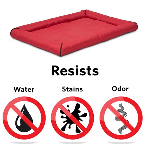 MidWest Homes for Pets Ultra-Rugged MAXX Dog Bed, Water Repellant, Easy Wipe Clean, Super Durable, Fits 24-inch Dog Crates, Red, 23L x 18W x 3H inches - color: Red, size: 24 Inch