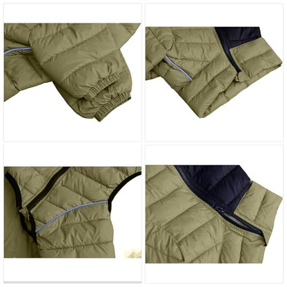 LoveLongLong Dog Coat - Warm & Waterproof Reflective Dog Jacket, Zippered & Adjustable, Olive Green, S, M, L - color: Olivegreen, size: M (12.5inch Back)