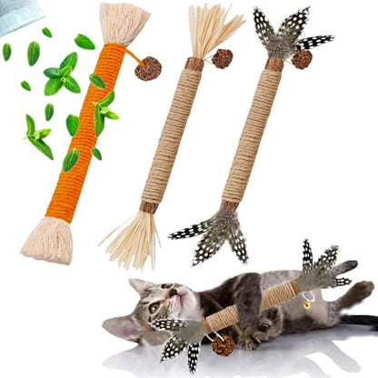 Cat Toys 3Pack Silvervine Chew Stick Kitten Treat Catnip Toy Kitty Natural Stuff Catnip Matatabi for Cleaning Teeth Indoor Dental Snack Interactive - size: 3Pack