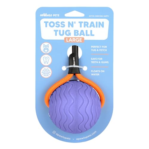 Dog Ball Toy with Rope, Durable EVA Foam Floating Dog Toy, Interactive Fetch & Toss n’ Train Tug Ball for Dogs, Bouncy Pet Ball for Outdoor Indoor Play - Purple, Large - color: Purple, size: Large