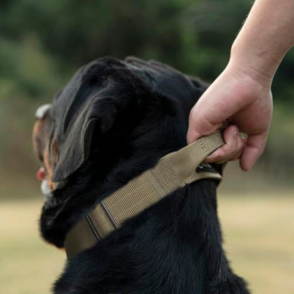 TSPRO Premium Dog Collars Tactical Dog Collar with Handle and Heavy Duty Quick-Release Metal Buckle Durable Thick and Adjustable for Medium to Large Dogs (Camo Blue M) - color: Camo Blue, size: Handle-Equipped M (14.5"-18" Adjustable)