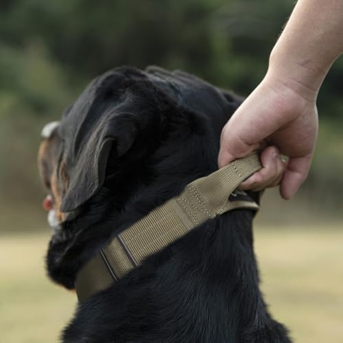 TSPRO Premium Dog Collars Tactical Dog Collar with Handle and Heavy Duty Quick-Release Metal Buckle Durable Thick and Adjustable for Medium to Large Dogs (Camo Pink M) - color: Camo Pink, size: Handle-Equipped M (14.5"-18" Adjustable)