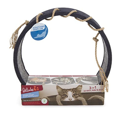 Petlinks 3-in-1 Scratch Around Carpet Cat Scratcher with Jute Rope - Gray/Denim, One Size - color: Scratch Around