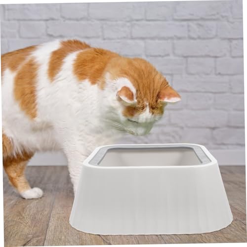 Toddmomy Floating Pet Water Bowl for Cats and Small Dogs Spill Design Material for Home Use - color: White