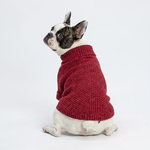 Fitwarm Knitted Turtleneck Dog Sweater, Thermal Dog Winter Clothes for Small Dogs Boy Girl, Holiday Pet Outfit, Heather Dark Red, Small - color: Burgundy Red, size: Small