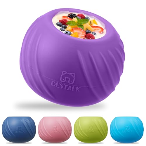 Long-Lasting Dog Lick Toy, Wobbly Dog Enrichment Lick Bowl to Keep Dogs Busy, Interactive Stuffable Dog Treat Feeder for Boredom, Silicone Treat Dispensing Chew Toy(Purple,M) - color: Purple, size: M
