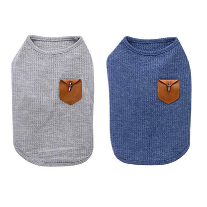 YAODHAOD 100% Cotton Summer Lightweight Pet T-Shirts - Soft Breathable Stretchy Dogs & Cats Tee Shirt - Minimalist Sleeveless Vest Dog Apparel (2pack) - Medium & Small Dog Clothes (S) - size: S