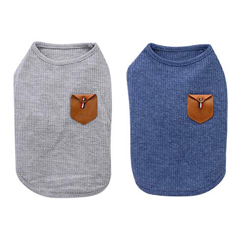YAODHAOD 100% Cotton Dog Summer Lightweight Pets Soft Breathable Stretchy Cats & Dogs Tee Shirt - Minimalist Tank Top Sleeveless Vest - Medium/Small Dog Clothes (2pack) (L) - size: L