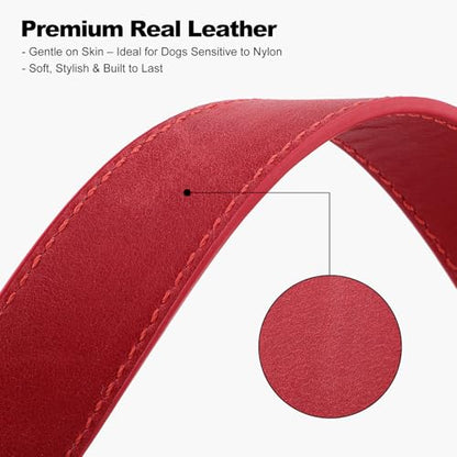 Plutus Pet Genuine Leather Dog Collar – Adjustable Pet Collar with Quick Release Metal Buckle, Soft Real Leather for Small Medium Large Dogs, Heavy Duty & Skin-Friendly (Red, XS) - color: Red, size: XS